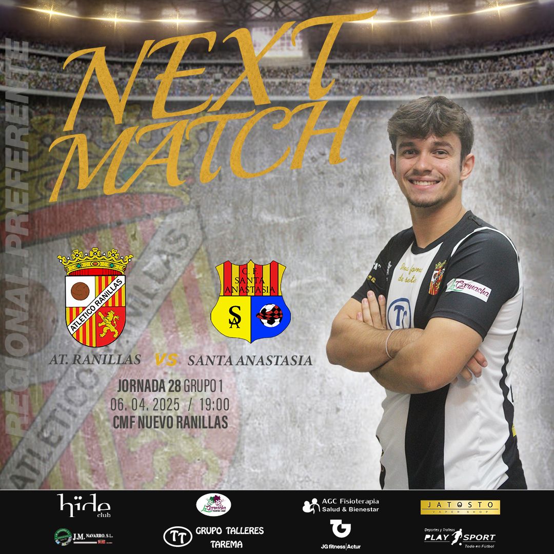 at_ranillas's tweet photo. 🌟 ¡Hoy es el día! El equipo necesita más que nunca el aliento de su afición. 💪❤️ Ven a apoyar al Nuevo Ranillas esta tarde y juntos convertiremos nuestro campo en el fortín que siempre ha sido. 🏰⚽

🆚 Santa Anastasia  
🏟️ CMF Nuevo Ranillas  
📅 6 de abril  
⏰ 19:00 https://t.co/4AUKFaWunw