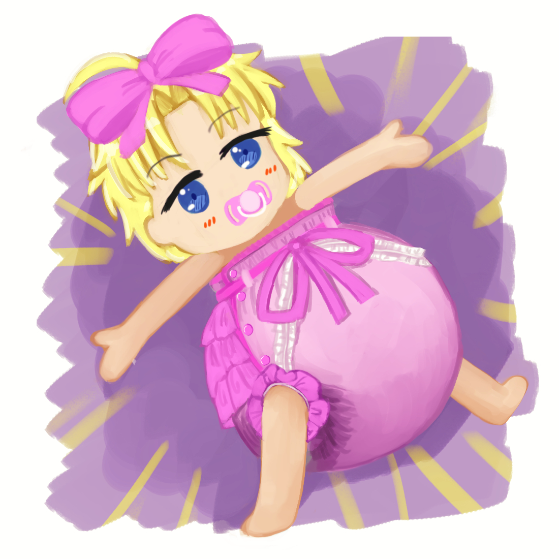 デカおむつ柚樹&柚葉!
柚樹くんにはフリルいっぱいのおむつカバー。
柚葉ちゃんは内ベルトタイプのさわやかな柄のおむつカバーにしてみましたよ～。
うん、どっちも可愛い! 