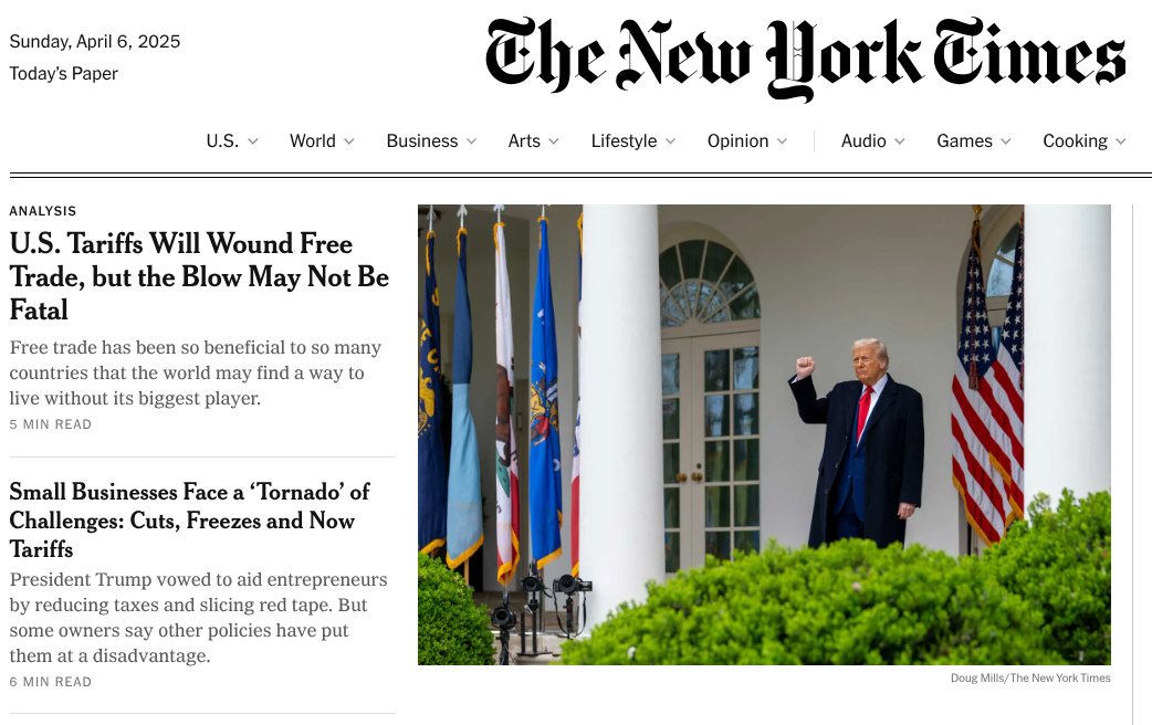 As his destruction unfurled, why did the #BrokenTimes choose to show Trump in a five-day-old photo at the White House, supposedly presidential, when he has instead been golfing with Saudis in Mar-a-Lago? That's a rhetorical question.