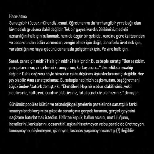Naçizane bir hatırlatma, Sanatçı! 👇