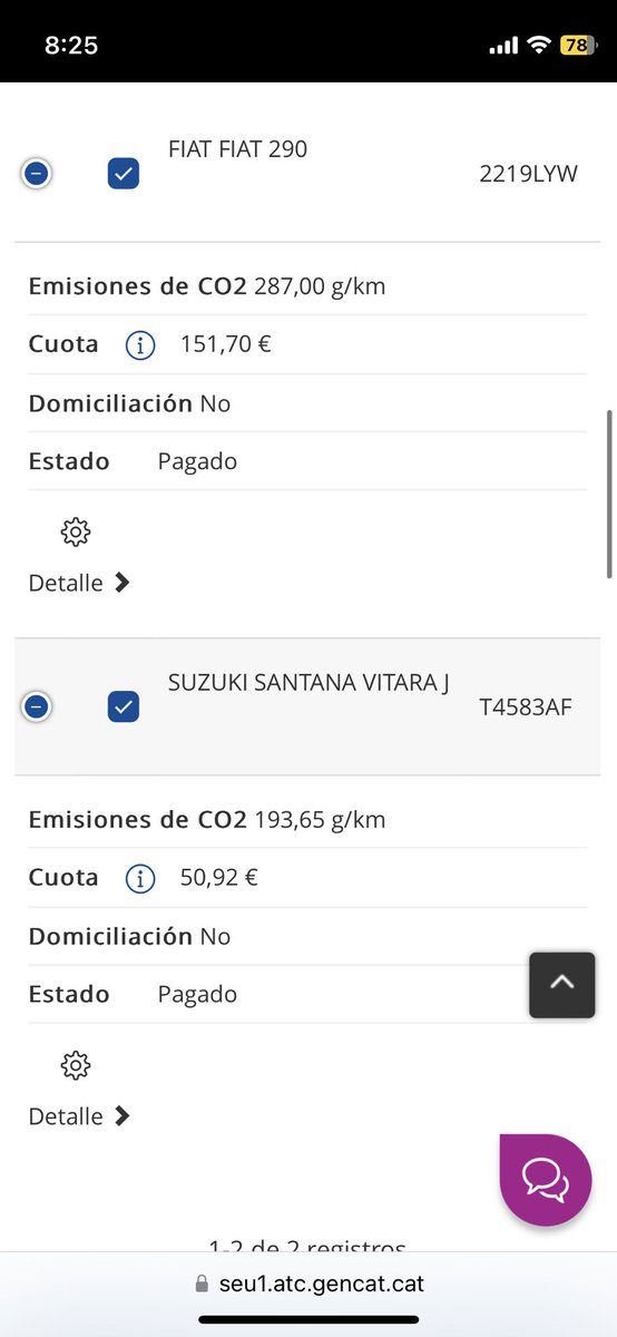 GipsyClark's tweet photo. @tributscat 2 de abril 2025 me envian notificacion de impuesto de co2 diciendo que no eh pagado (adjunto) y en noviembre 2024 eh pagado de ambos vehiculos (adjunto) y lo dice mi usuario en la web. Que pasa? Necesitan que paguemos dos veces el robo del co2? https://t.co/89GCzKRzQi