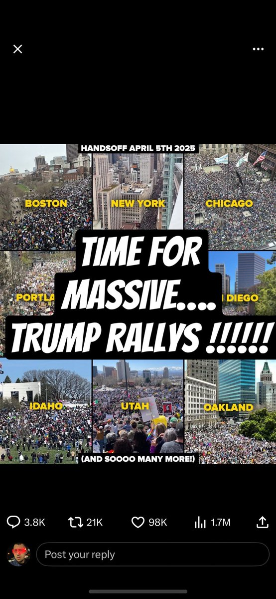 jeremykosiba's tweet photo. Iโm kind of pissed at these Democratic protests in all 50 states. Full ๐ฅ cases are out in Full Force โdemocrat puppetsโ
. I say we show them the BIGGEST TRUMP RALLY IN HUMAN HISTORY!
#maga #timeforWar #TrumpTariffs
Where are we holding it patriots ? https://t.co/n7lisErOQS