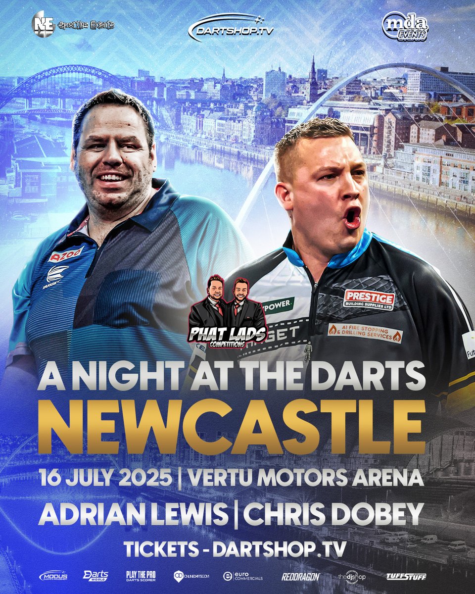 MODUS Sports (@modusdarts180) on Twitter photo ⚫️⚪️LEWIS🆚DOBEY IN THE TOON!
Don't miss Jackpot against Hollywood in Newcastle this July.
Two-time World Champion Lewis goes up against former PDC Master Dobey in a must-see clash at Vertu Motors Arena.
🎟Tickets:
dartshop.tv/products/a-nig…
<a href="/jackpot180/">Adrian Lewis</a>
<a href="/Dobey180/">Chris Dobey</a>
<a href="/THEDJSHOP/">The DJ Shop</a> ⚫️⚪️LEWIS🆚DOBEY IN THE TOON!
Don't miss Jackpot against Hollywood in Newcastle this July.
Two-time World Champion Lewis goes up against former PDC Master Dobey in a must-see clash at Vertu Motors Arena.
🎟Tickets:
dartshop.tv/products/a-nig…
<a href="/jackpot180/">Adrian Lewis</a>
<a href="/Dobey180/">Chris Dobey</a>
<a href="/THEDJSHOP/">The DJ Shop</a>