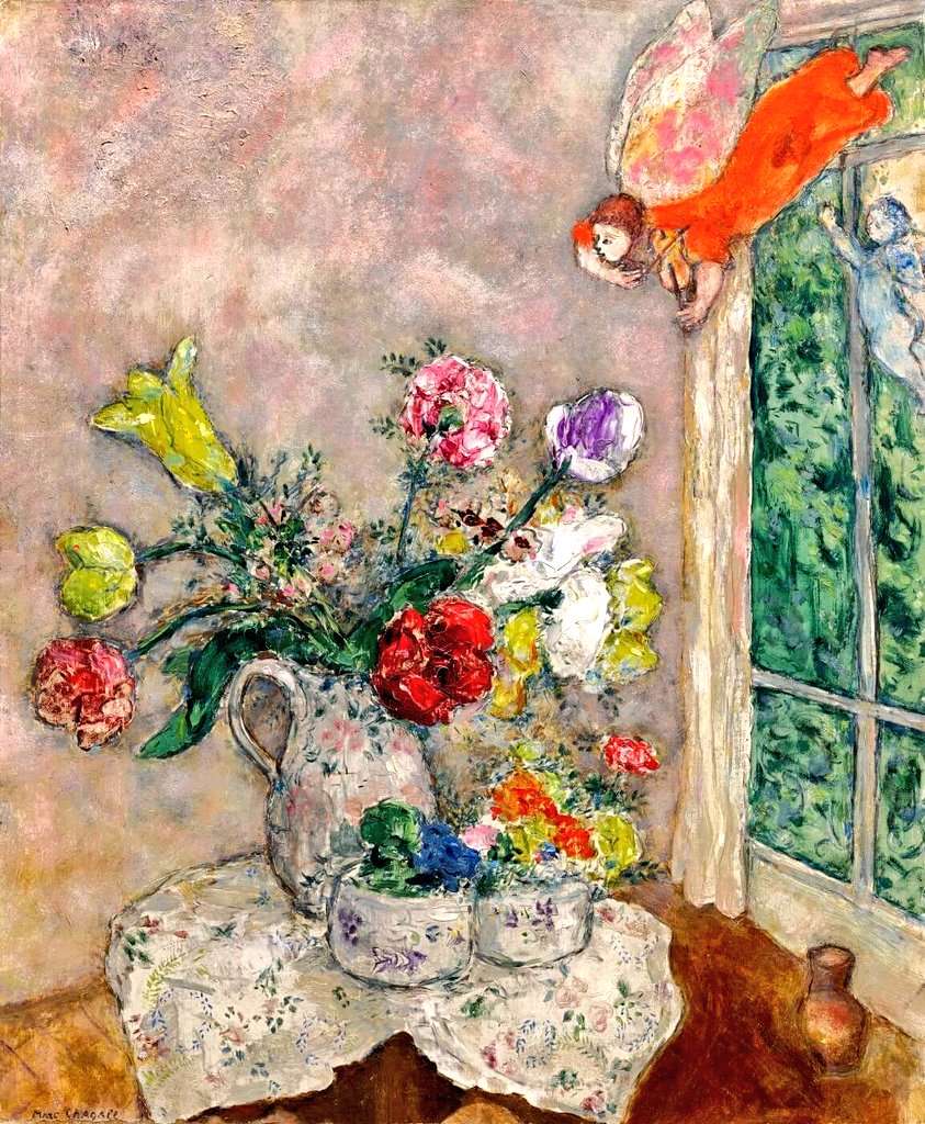 arealmofwonder's tweet photo. "The only way to deal with an unfree world is to become so absolutely free that your very existence is an act of rebellion."
     ~ Albert Camus

Spring Flowers (1930)
    🎨 Marc Chagall https://t.co/3UIfLbRATr