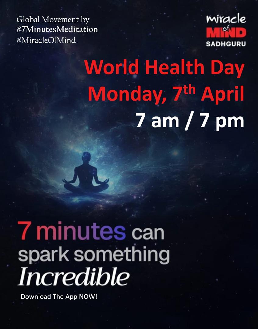 PrachiK000's tweet photo. This #WorldHealthDay2025, I realised I have done nothing much about my
mental health. So I'm going to join this #7MinutesMeditation at 7am on 7th
April. #LetsBoom #OwnYourDay #MiracleOfMind https://t.co/G6fARDq0gp