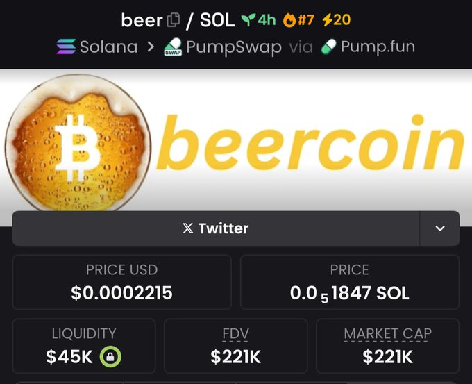 $beer 🔥💪
Now at $221k Mcap

LFG
#beer #Solana #TrumpTariffs