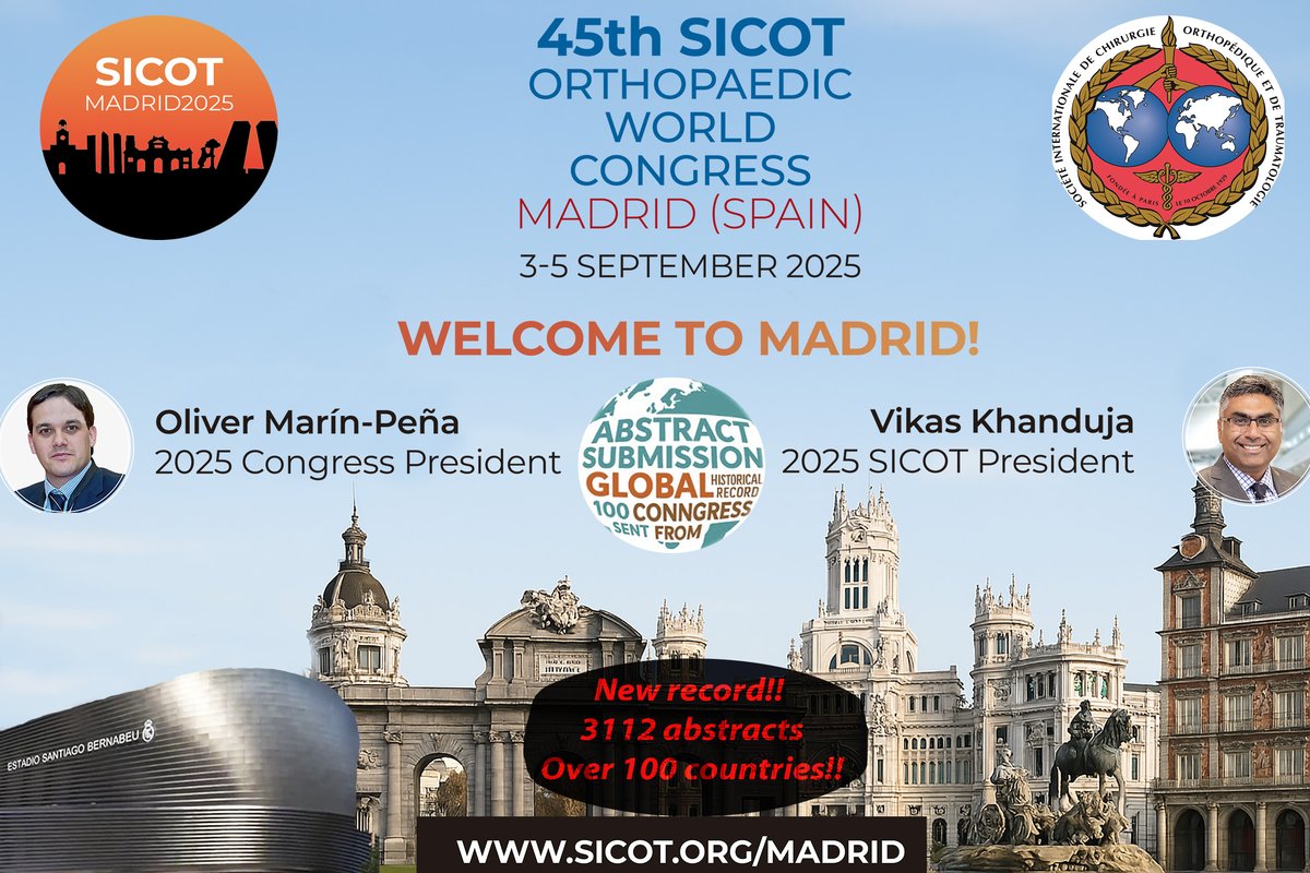 As SICOT OWC 2025 President I´m proud to announce a Historic Milestone for <a href="/SICOTortho/">SICOT</a> !. We received a record-breaking 3,112 abstract  from over 100 countries—the highest in SICOT history!.A heartfelt thank you to the entire SICOT Team for their tireless work  #NosvemosenMadrid