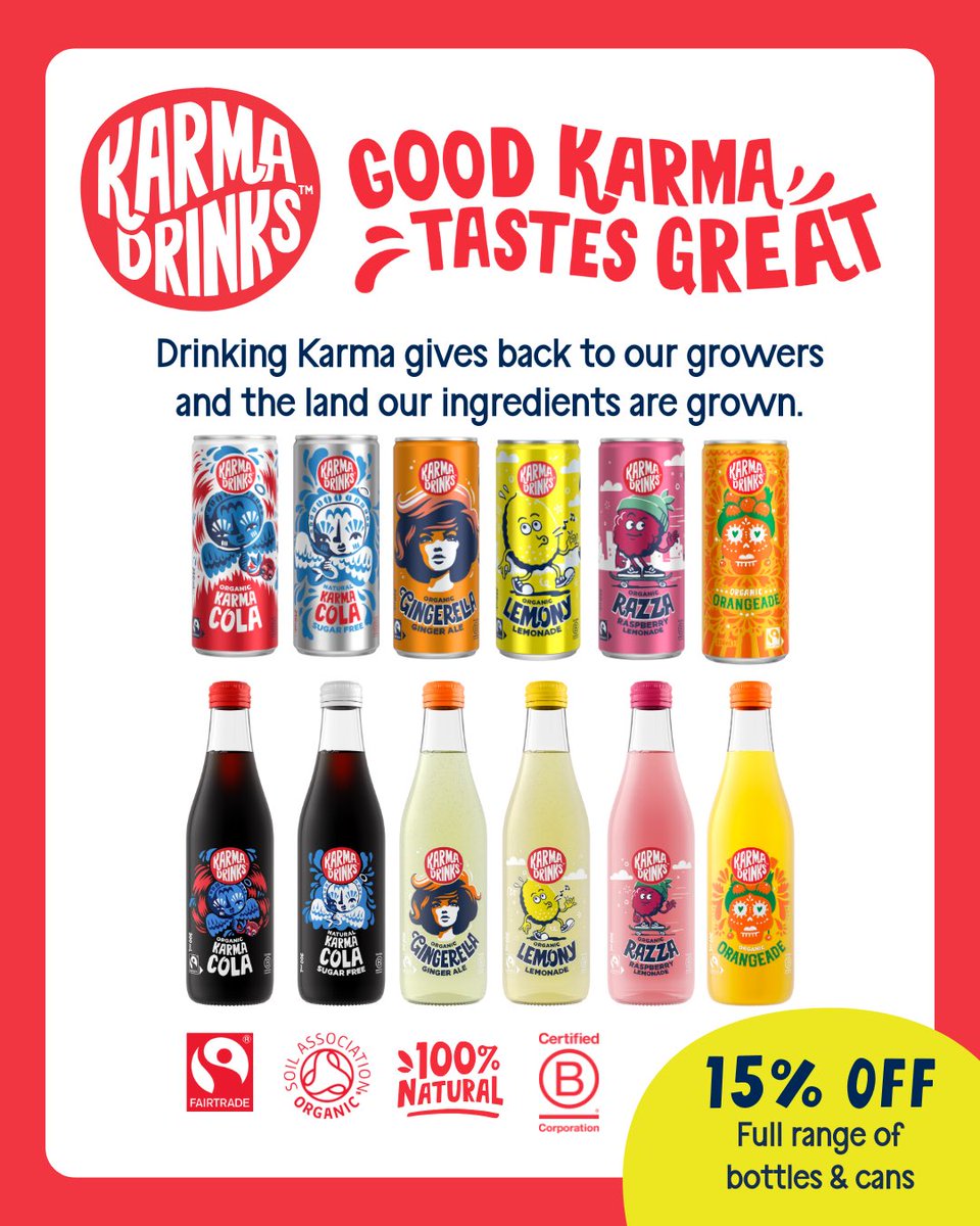 WDS (@wdsgroupltd) on Twitter photo Get 15% OFF the whole Karma Drinks range for the whole of April✨
<a href="/karmadrinks/">KarmaDrinks</a> are proud to be the most ethical soft drink on the market. With all their ingredients being 100% natural, Fairtrade and Organic, the B Corp certified brand.
#KarmaDrinks #everydrinkdoesgood Get 15% OFF the whole Karma Drinks range for the whole of April✨
<a href="/karmadrinks/">KarmaDrinks</a> are proud to be the most ethical soft drink on the market. With all their ingredients being 100% natural, Fairtrade and Organic, the B Corp certified brand.
#KarmaDrinks #everydrinkdoesgood