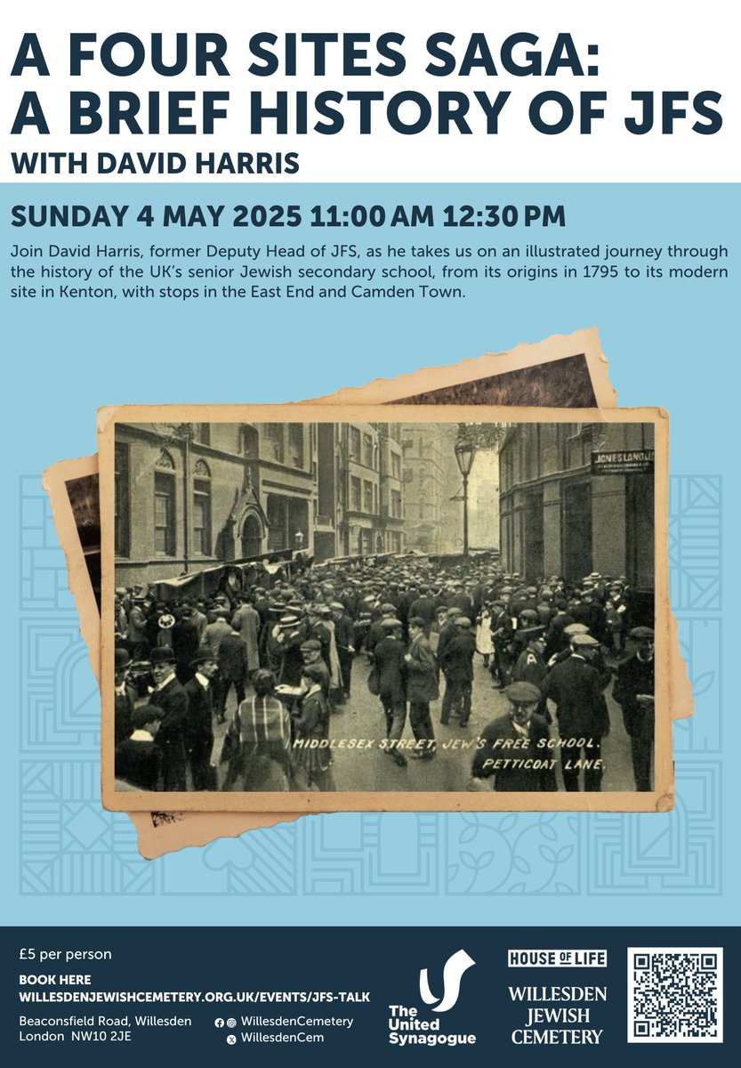 From humble beginnings in 1795 to its state-of-the-art campus in Kenton, JFS has shaped generations of Jewish students.
David Harris, former Deputy Head of JFS takes us on an illustrated journey through the school’s remarkable history.
shorturl.at/Xq7OCtery