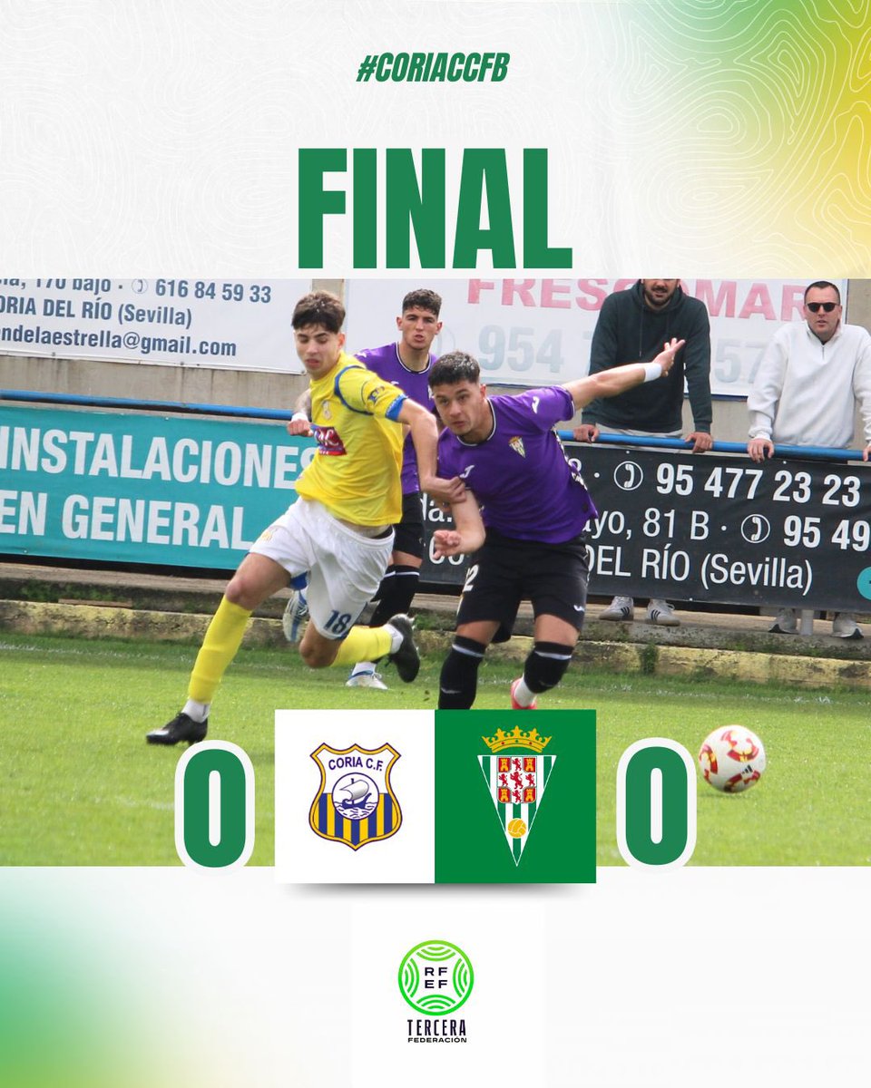 🔚 FINAL |  #CoriaCCFB 0-0

ℹ️ Empate sin goles en la visita del #CórdobaB al <a href="/Coria_CF/">Coria CF</a> 

#TerceraRFEF
