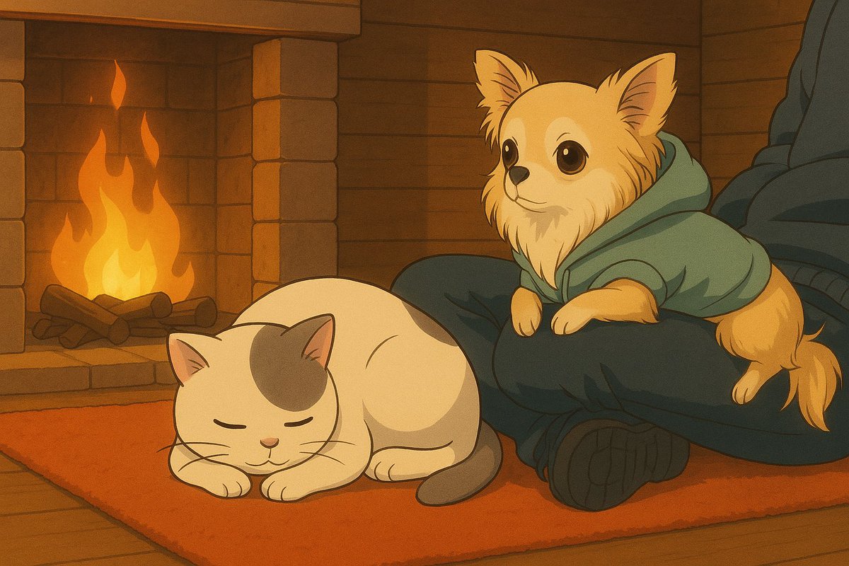 dbd48128032's tweet photo. ジブリ風にしたら可愛すぎた😸🐶 https://t.co/8Iyqpe36OA