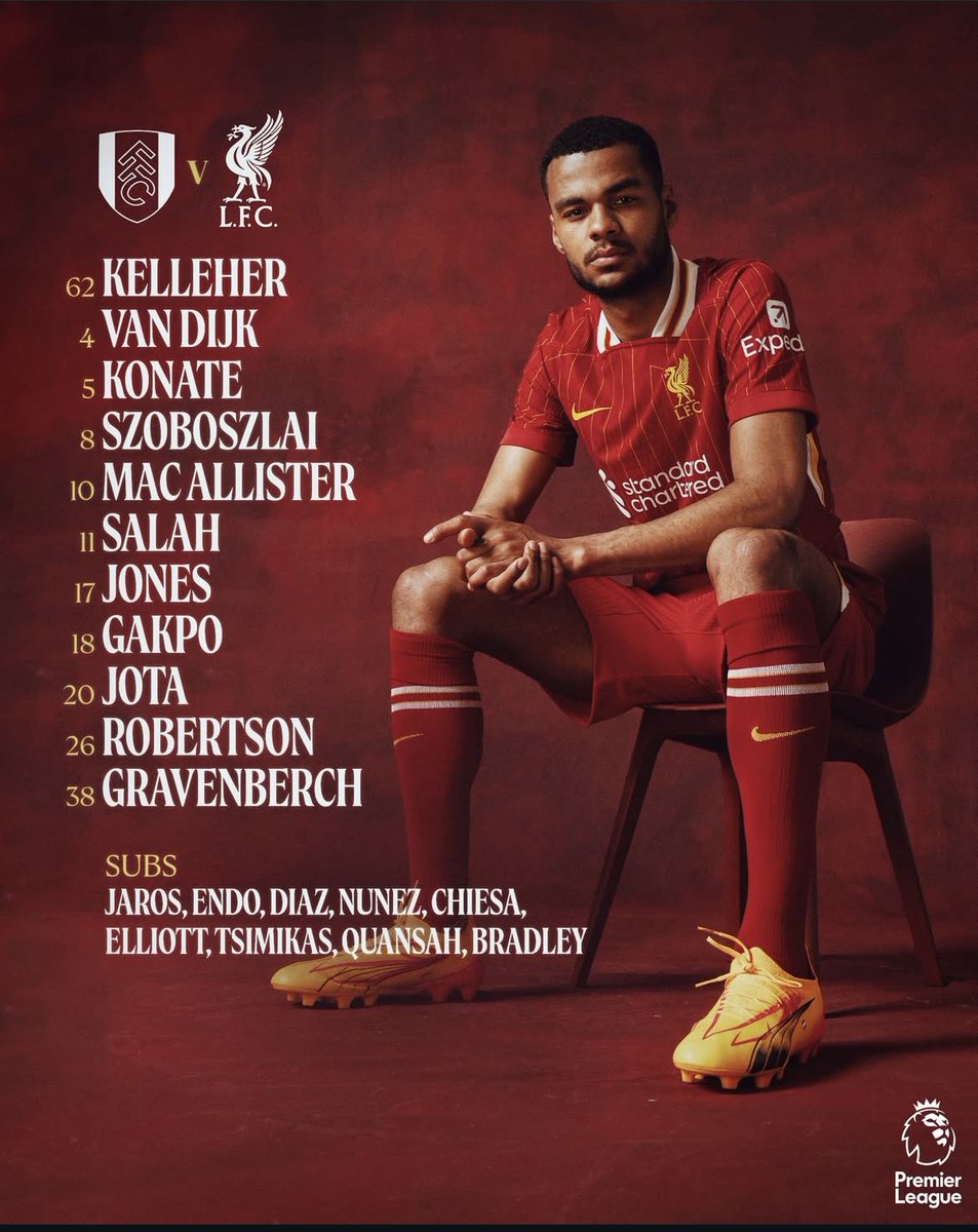 Starter Liverpool hari ini, Cody Gakpo menggantikan Luis Diaz