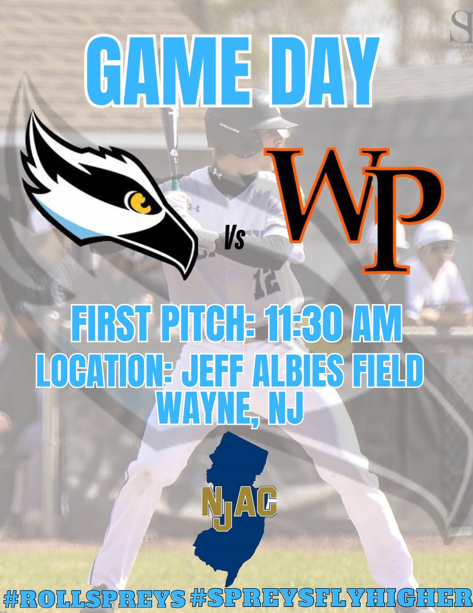 We fly North for an NJAC DH will the Pioneers of WPU. First pitch for game 1 is 11:30a #rollspreys #spreysflyhigher