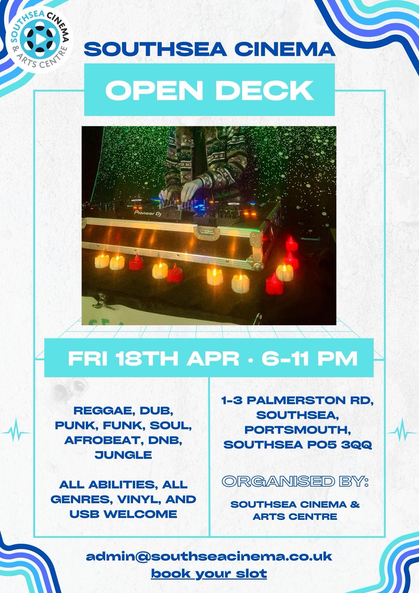 Southsea Cinema & Arts Centre (@southseacinema) on Twitter photo Are you ready for our first Open Deck night? Come and play your favorite tunes with us. Free entry. #southseacinema <a href="/MusicHubSouth/">Southampton MusicHub</a> <a href="/portsmouthmusic/">Portsmouth Music Hub</a> <a href="/UniPortCCI/">Faculty of CCI, UoP</a> <a href="/PompeyNewsNow/">PompeyNewsNow🎙PO4cast</a> <a href="/tonicmusicapp/">Tonic</a> <a href="/PortsmouthCath/">Portsmouth Cathedral ☩</a> <a href="/SouthseaScene/">Southsea Scene</a> <a href="/ExpressFM/">Portsmouth’s Express FM</a> Are you ready for our first Open Deck night? Come and play your favorite tunes with us. Free entry. #southseacinema <a href="/MusicHubSouth/">Southampton MusicHub</a> <a href="/portsmouthmusic/">Portsmouth Music Hub</a> <a href="/UniPortCCI/">Faculty of CCI, UoP</a> <a href="/PompeyNewsNow/">PompeyNewsNow🎙PO4cast</a> <a href="/tonicmusicapp/">Tonic</a> <a href="/PortsmouthCath/">Portsmouth Cathedral ☩</a> <a href="/SouthseaScene/">Southsea Scene</a> <a href="/ExpressFM/">Portsmouth’s Express FM</a>