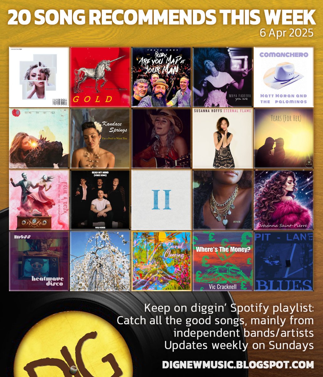 highly recommend checking out all these fine music!
dignewmusic.blogspot.com/2025/04/20-son…

🎧listen on Spotify: open.spotify.com/playlist/1z1eB… #nowplaying 
plz give the artists you like "💚+follow" :D

「今週のGOOD」な20曲🎶 4月6日