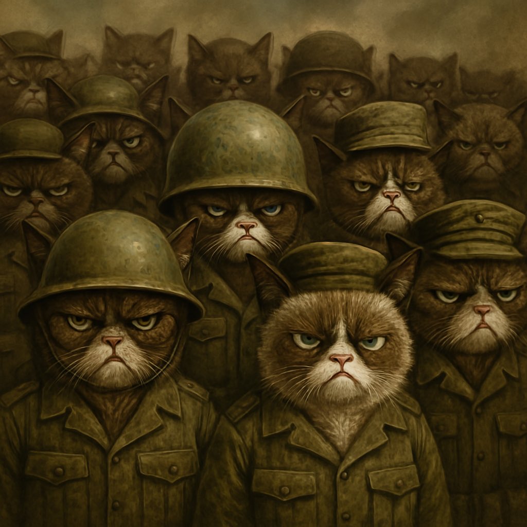 grumpy_xrpl's tweet photo. The $Grumpy Army’s ready to take over, and no one’s stoppin’ us! Sassy, tough, strong, and fearless, it’s time to show what we’re made of! 
If you can’t stop us… at least don’t try to make us smile! 😾

#GrumpyArmy #GrumpyXRPL #XRPL https://t.co/e4elQOyFUF