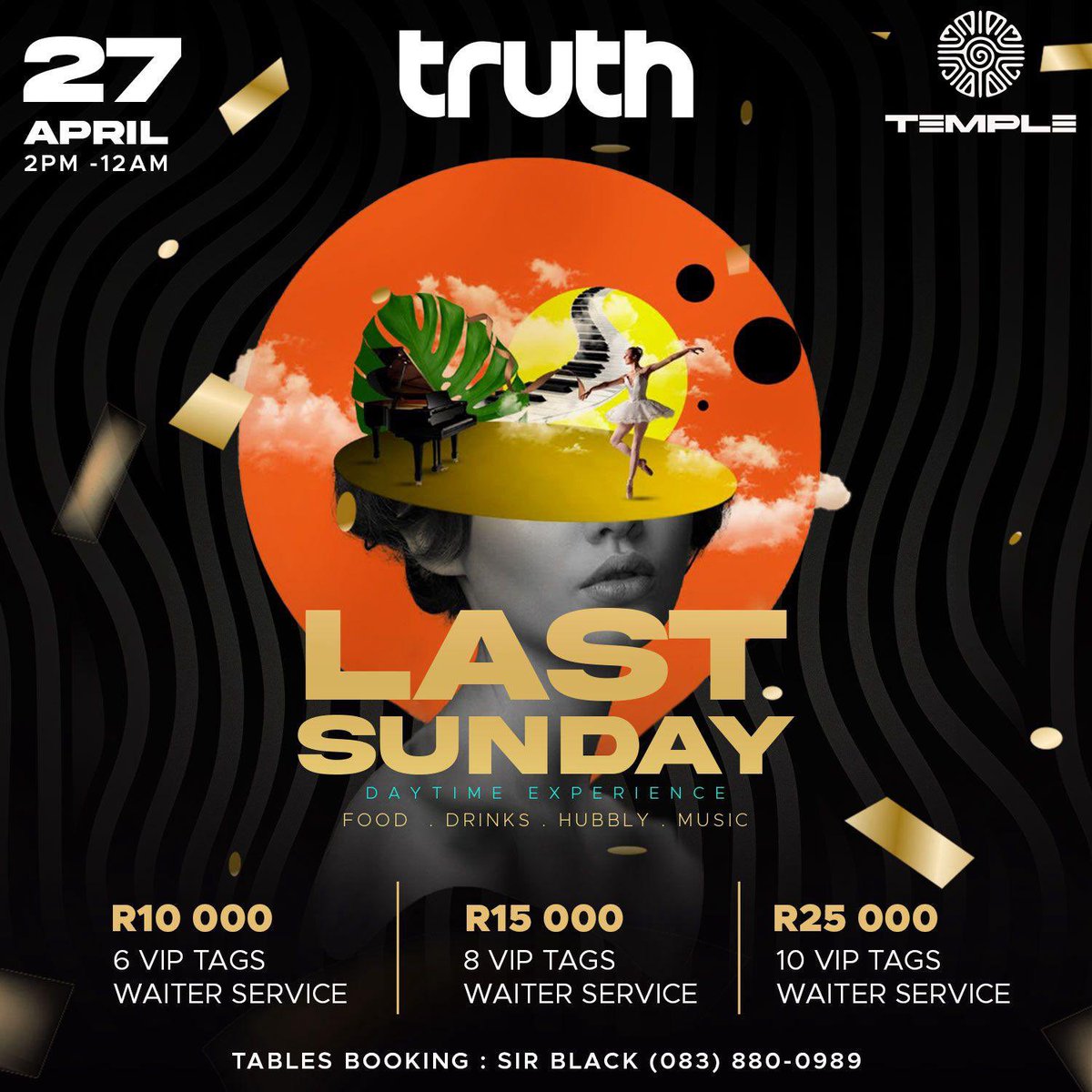 Tables booking now available, secure your own preferred table  by booking on the numbers below and get the full experience 🔥🔥🔥
#LastSunday
You can also get your tickets here howler.co.za/events/bruncho…