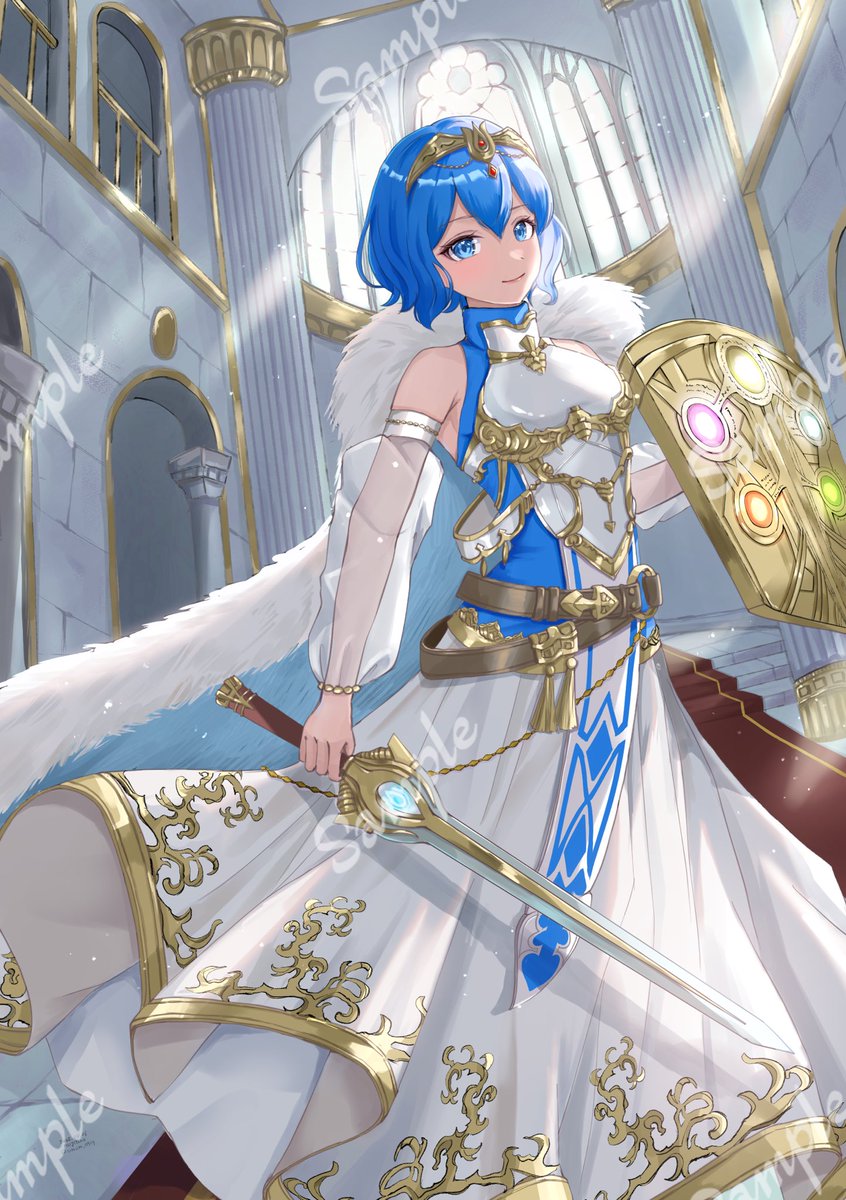 skebでマークちゃんを描かせていただきました！髪と瞳の色、衣装はクライアント様のリクエストです。
I drew Morgan wears Lukina’s holy queen outfit by request !