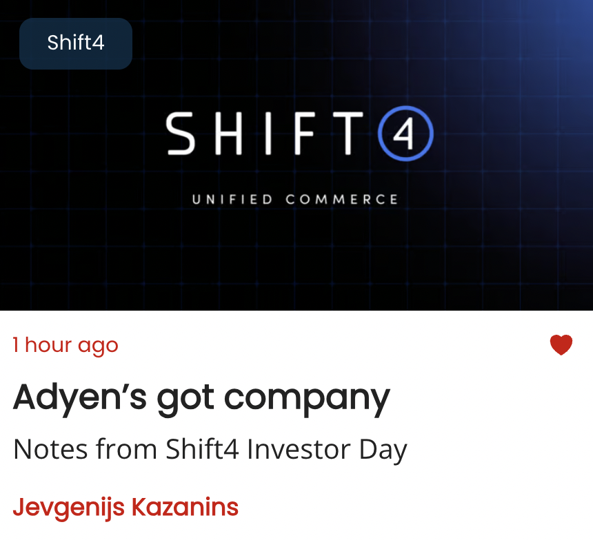 Adyen’s got company
Notes from Shift4 Investor Day

One of my main takeaways from Shift4 Investor Day is that the company has outgrown the restaurants and hospitality segments. Over the years, they experimented with serving customers from other segments, which culminated with the