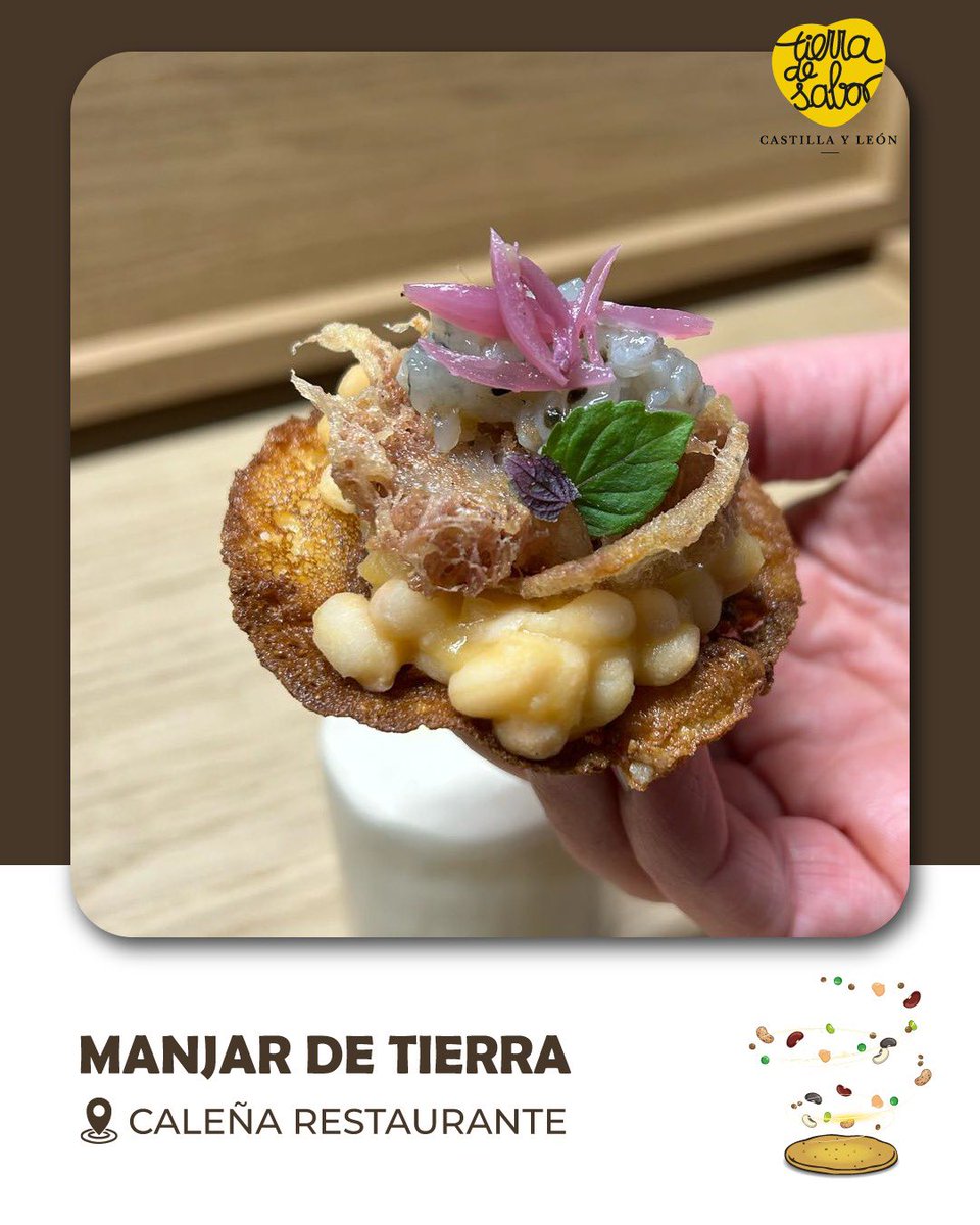 «Manjar de Tierra» es una elaboración donde cada elemento tiene como base la #JudíadeElBarcodeÁvilaIGP 
Con esta tapa, #CristinaMassuh , de #RestauranteCaleña busca dar valor a la judía en diferentes formas.

#desTAPAlasLEGUMBRES #legumbreslovetapas #legumbresentapas