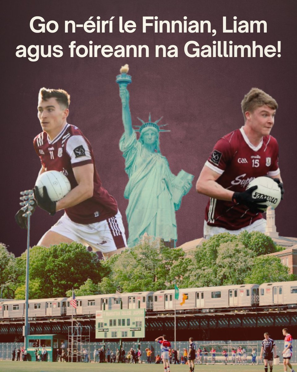 CLG_AnSpideal's tweet image. Go n-éirí le Finnian, Liam agus lads @Galway_GAA tráthnóna agus iad ag tabhairt aghaidh ar Nua Eabhrac thall i bPáirc na nGael sna Bronx!
#GaillimhAbú🇱🇻🇱🇻
#AnSpidéalaabú💙💛🖤🧡