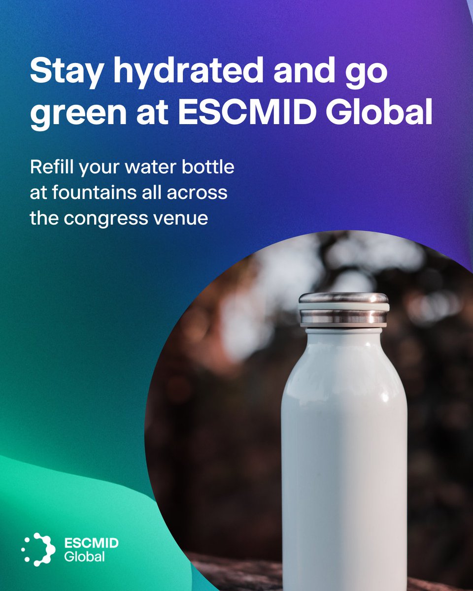 We will have water fountains all over #ESCMIDGlobal to keep you hydrated but you'll need to bring your own bottle from home! This is one of our sustainability practices that you can learn about on our website: ow.ly/RKSC50VuSmX