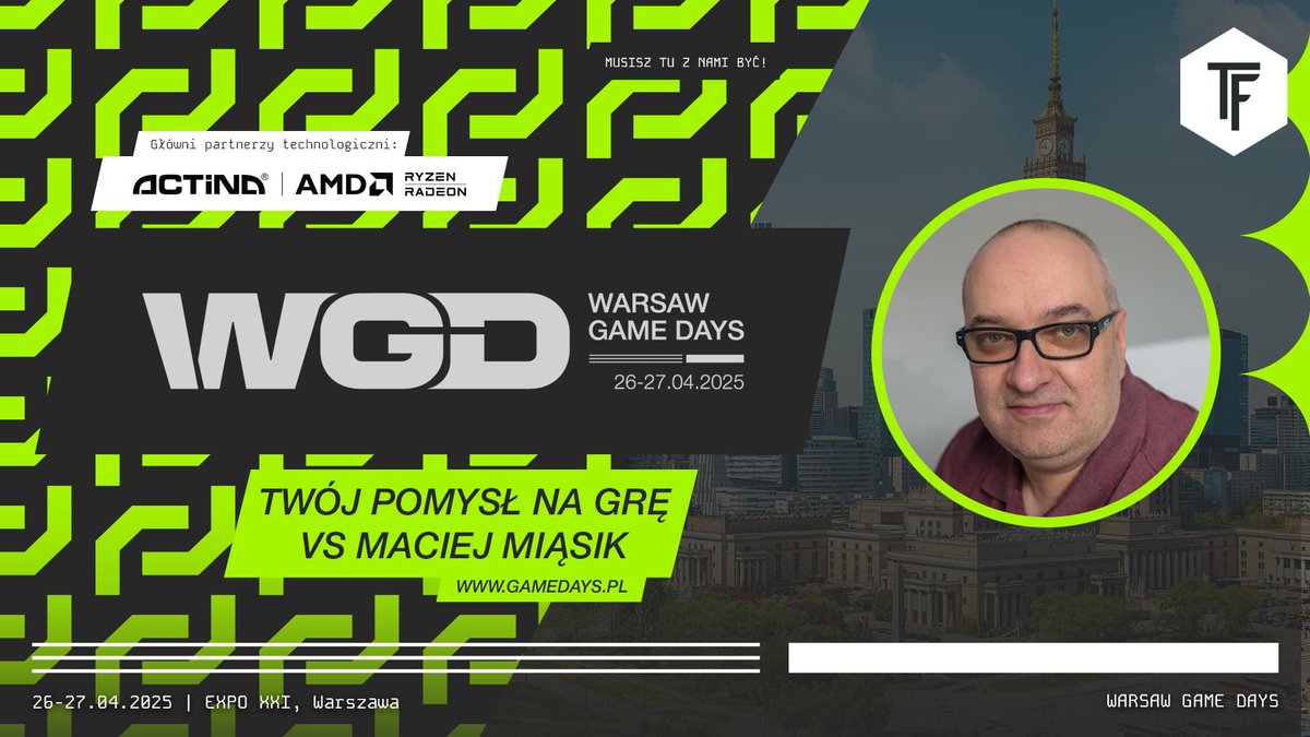 Każdy gracz chociaż raz wymyślił swoją własną grę. Chcecie dowiedzieć się czy Wasz pomysł ma sens? Z myślą o Was ogłaszamy pierwszą atrakcję na scenie WGD - Twój pomysł na grę vs Maciej Miąsik. Sprawdźcie jak Wasz pomysł na grę oceni weteran branży!