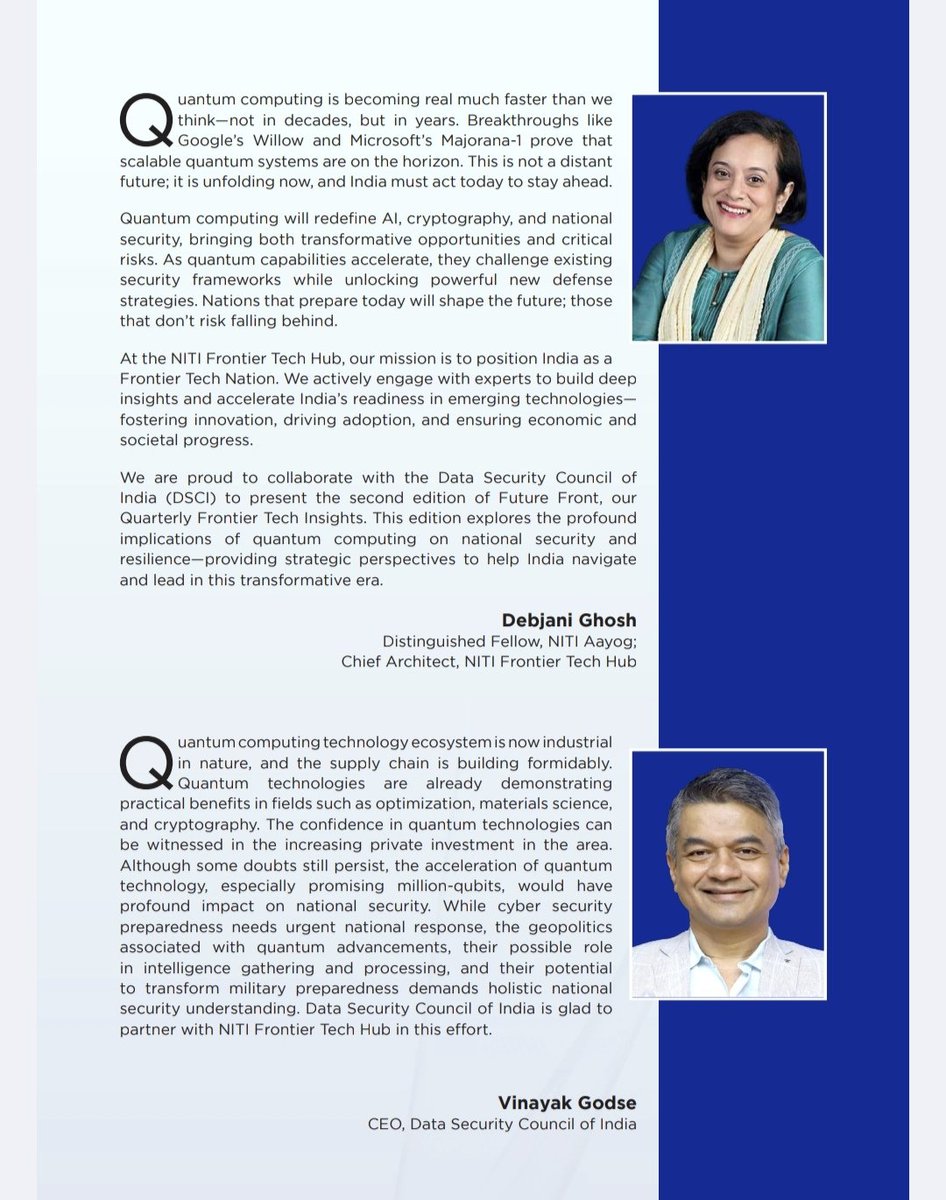 As the pace of #QuantumComputing advances accelerates, our latest #NITIFrontierTech Insights explores how it could redefine India’s national security landscape and global tech leadership.

Key Takeaways:
🔹 Tech Breakthroughs: Innovations in qubit coherence, error correction &amp;