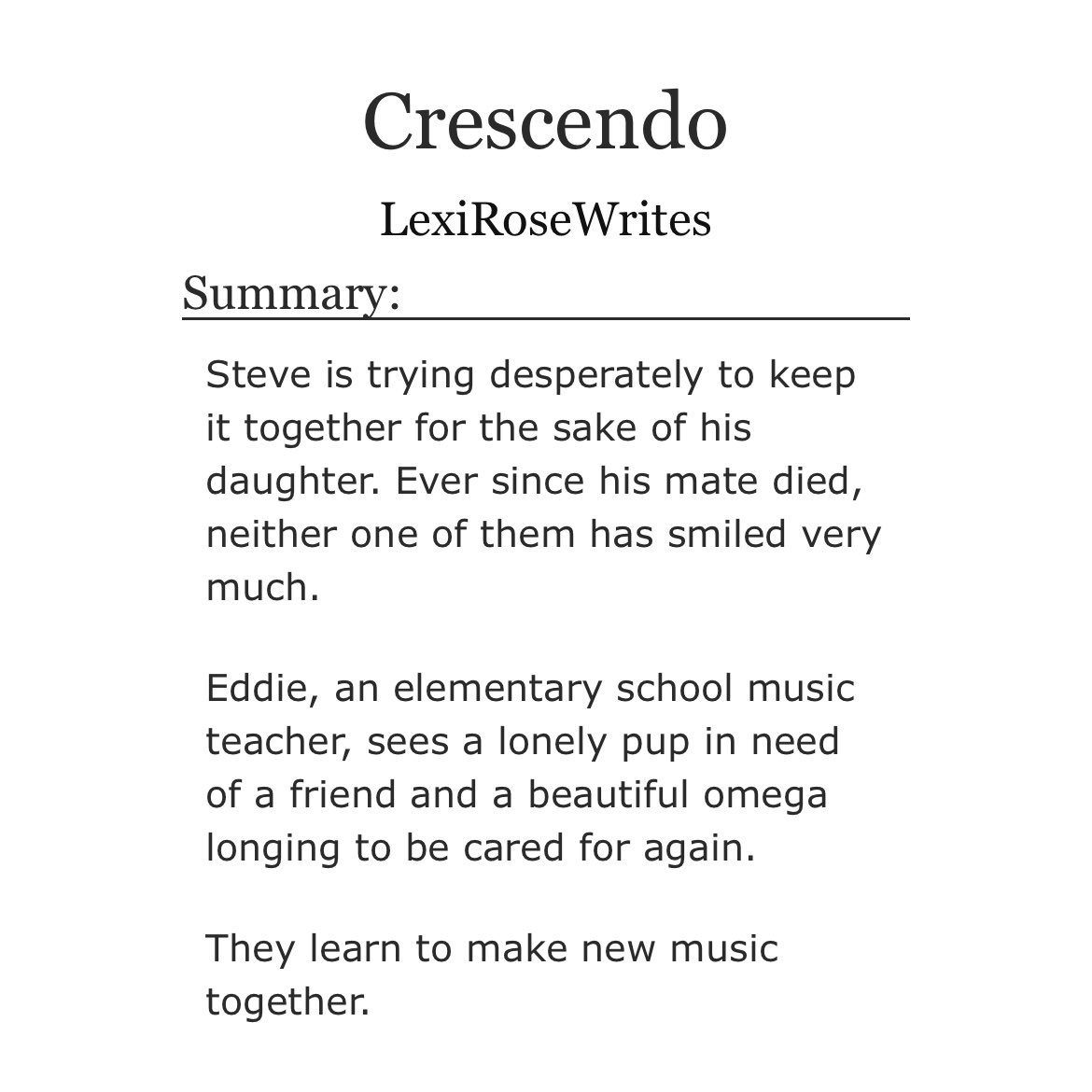 lexirosewrites1's tweet image. Crescendo

🎵 steddie
🎵 omegaverse
🎵 kid fic
🎵 single parent/teacher
🎵 rated: T
🎵 9.7k words

Belated birthday fic for @steddiemode 🥳

&amp;amp; @stmarchmm #STMMM25: Day 22 Pups/Children, Day 25 Scentmates/Soulmates, and Day 28 Broken Mating Bond

fic link ⬇️