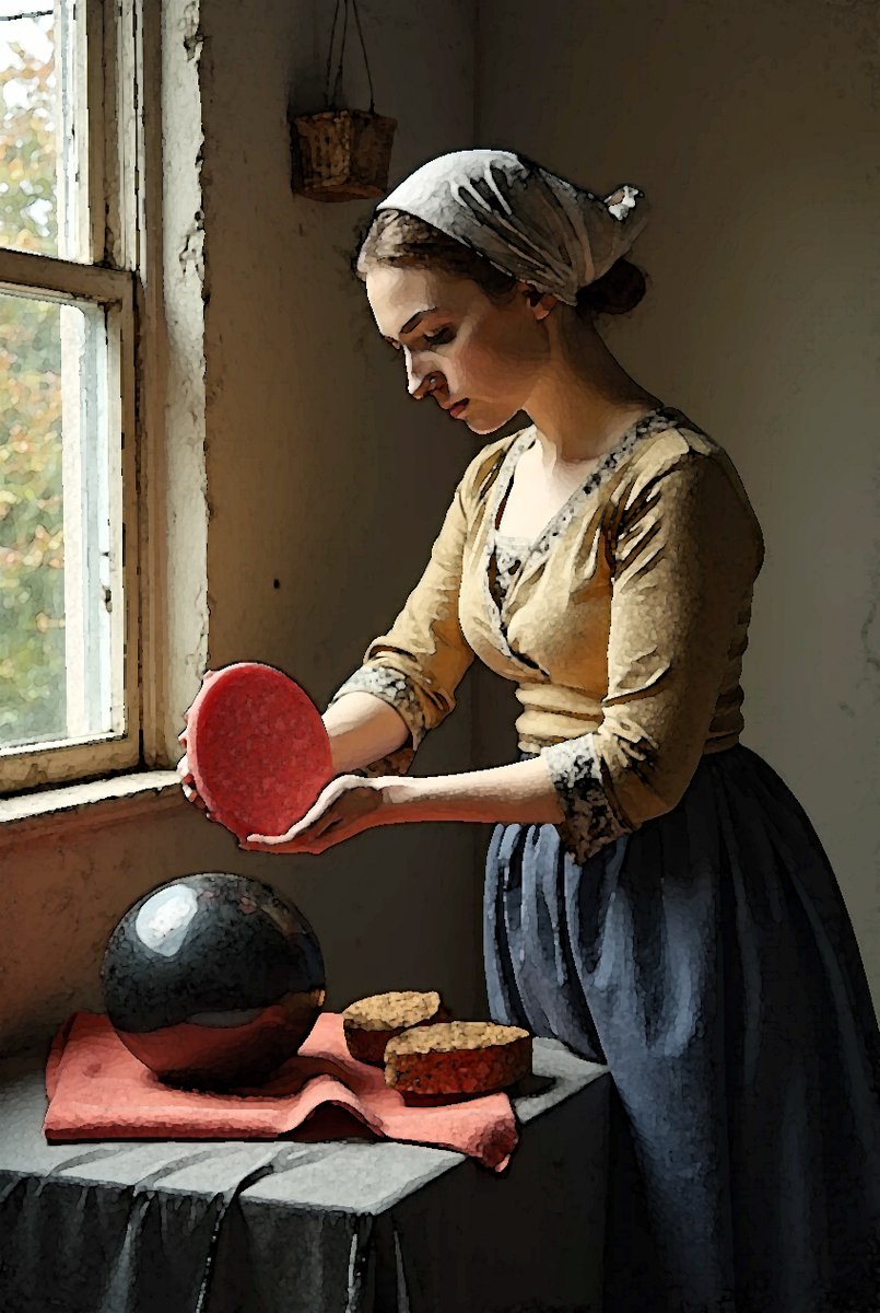 『番手を下げる女』は、平成末期のリスタイ学連ボウラーが東大和でのレギュラーリーグ1ゲーム目に描いた絵画。４の字国立美術館はこの作品のことを「疑問の余地なく当美術館でもっとも魅力的な作品の一つ」としている