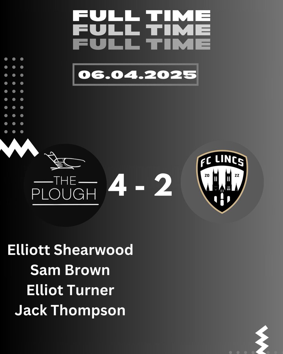❗️FULL TIME❗️

Some shift from a squad of just 13 players against a squad of 16 in a top of the table clash. After last years heartbreak against FC Lincs in the league and cup we complete the league double over them in our quest to win the Div 1 title.

Up the fucking Plough🖤⚽️