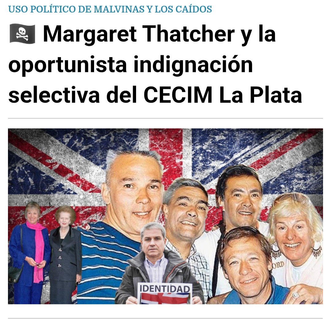 🏴‍☠️ Margaret Thatcher y la oportunista indignación selectiva del <a href="/cecimlaplata/">CECIM La Plata</a>

Todos debemos combatir la desmalvinizacion, pero no debemos olvidar quien es quien.
Abro 🧵🪡
#Malvinas es #Argentina 
<a href="/JMilei/">Javier Milei</a> <a href="/VickyVillarruel/">Victoria Villarruel</a> <a href="/Kicillofok/">Axel Kicillof</a> <a href="/CFKArgentina/">Cristina Kirchner</a>
Nota 👇 palsur.com.ar/nota/1503/----…