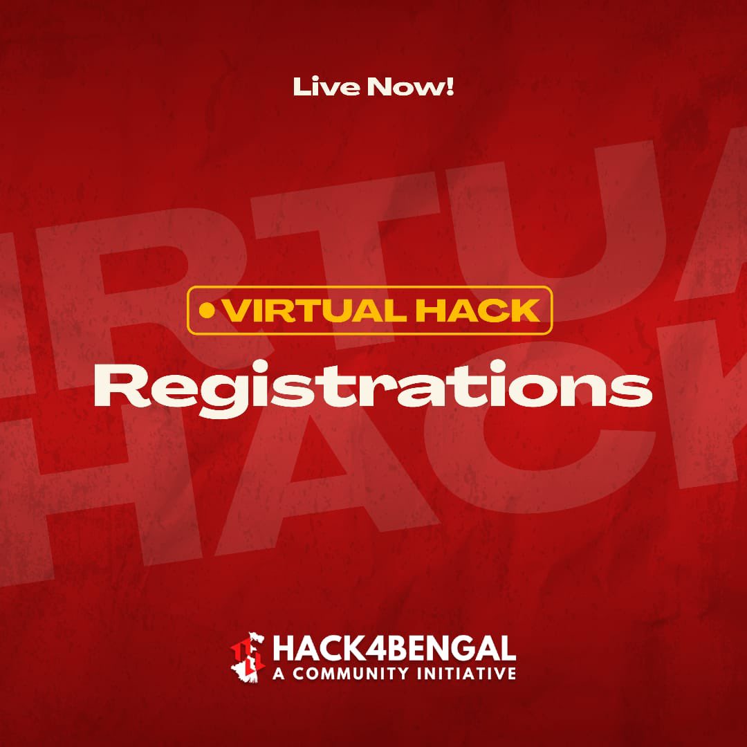 IshaJain473767's tweet photo. 🚨 The wait is OVER! @hack4bengal 4.0 (Virtual Mode) is LIVE! 💻🔥 Build. Innovate. Win. Register now 👉 https://t.co/1FGIBaokRX

#Hack4Bengal #virtualHack #CodeTheFuture https://t.co/gh0g3ieFfv