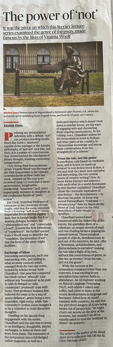 This morning’s Hindu on the 10th Literary Activism symposium on the ‘non-peer reviewed essay’.