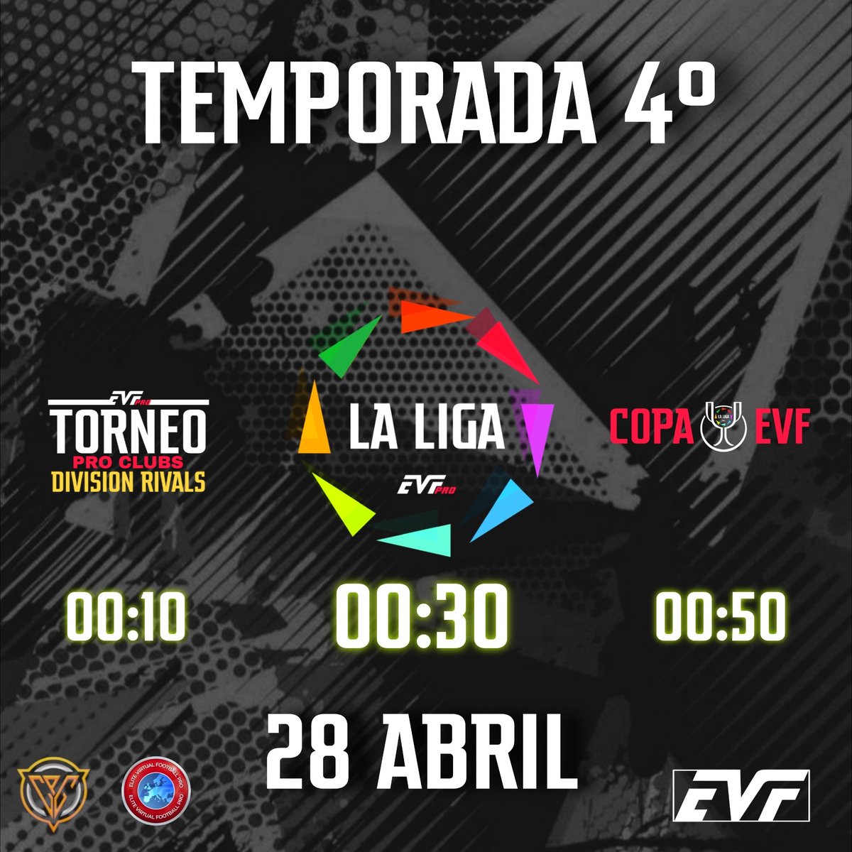 Inscripciones abiertas EVF PRO.

No pierdas la oportunidad  y únete con tu equipo a EVF PRO 

⏰️Horario: 00:00 a 01:00.

🗓Comienzo: 28 de abril.

💲Super Premios.

❗ÚLTIMAS PLAZAS DISPONIBLES❗

Para mas información e inscripciones contáctenos por privado.
#laligaevfpro