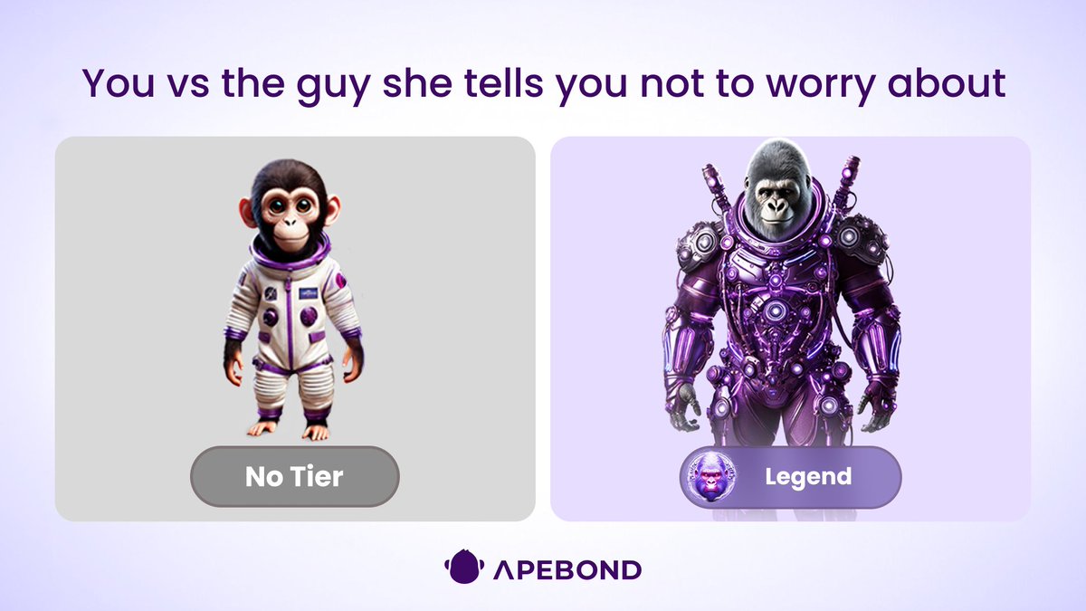🦍 Him: Legend Tier Chad. Buying Bonds with Extra Discounts.
😶 You: …still thinking about it.

No Tier yet? Level up!
Smarter apes are securing better bond deals every day. 😉

Unlock your Extra Discount with a Tier now!
👉 apebond.click/ApeTier