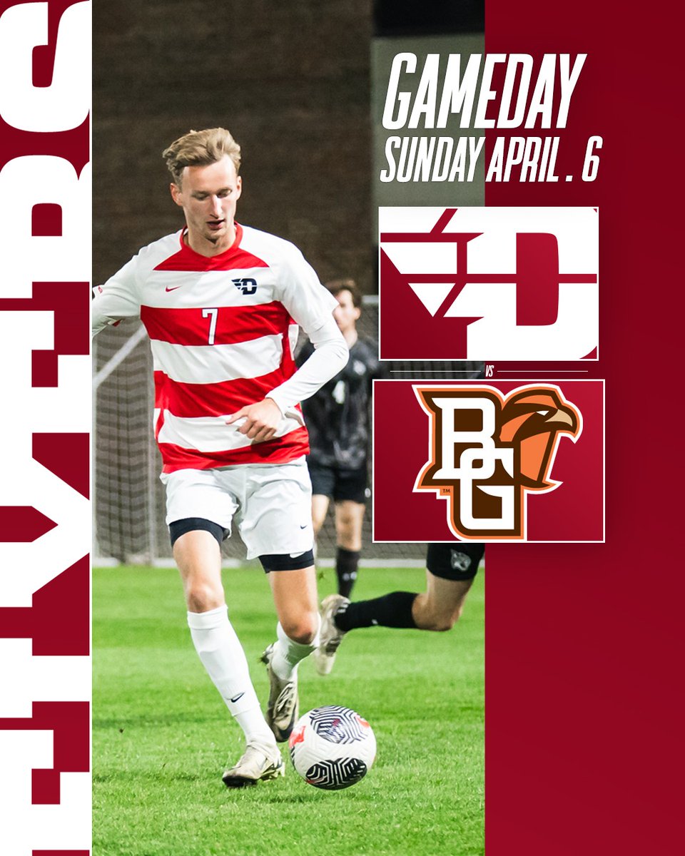 GAMEDAY‼️

🆚 Bowling Green State University 
🏟️Cochrane Soccer Stadium 

#UDMSOC// #GoFlyers