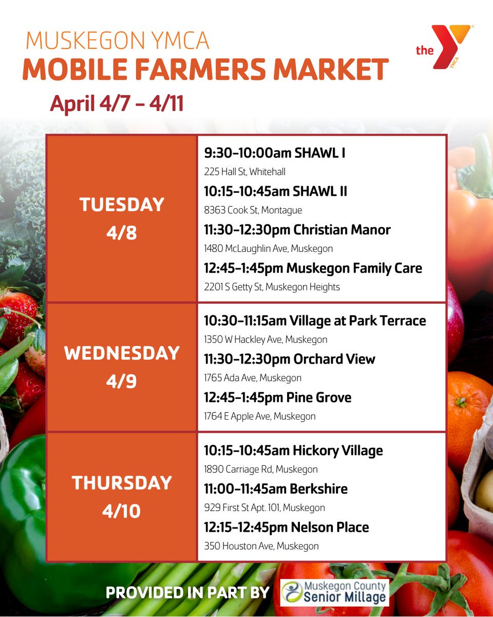 Fresh, affordable produce is coming to a stop near you! Check out this week’s Mobile Farmers Market schedule &amp; grab some delicious fruits &amp; veggies.