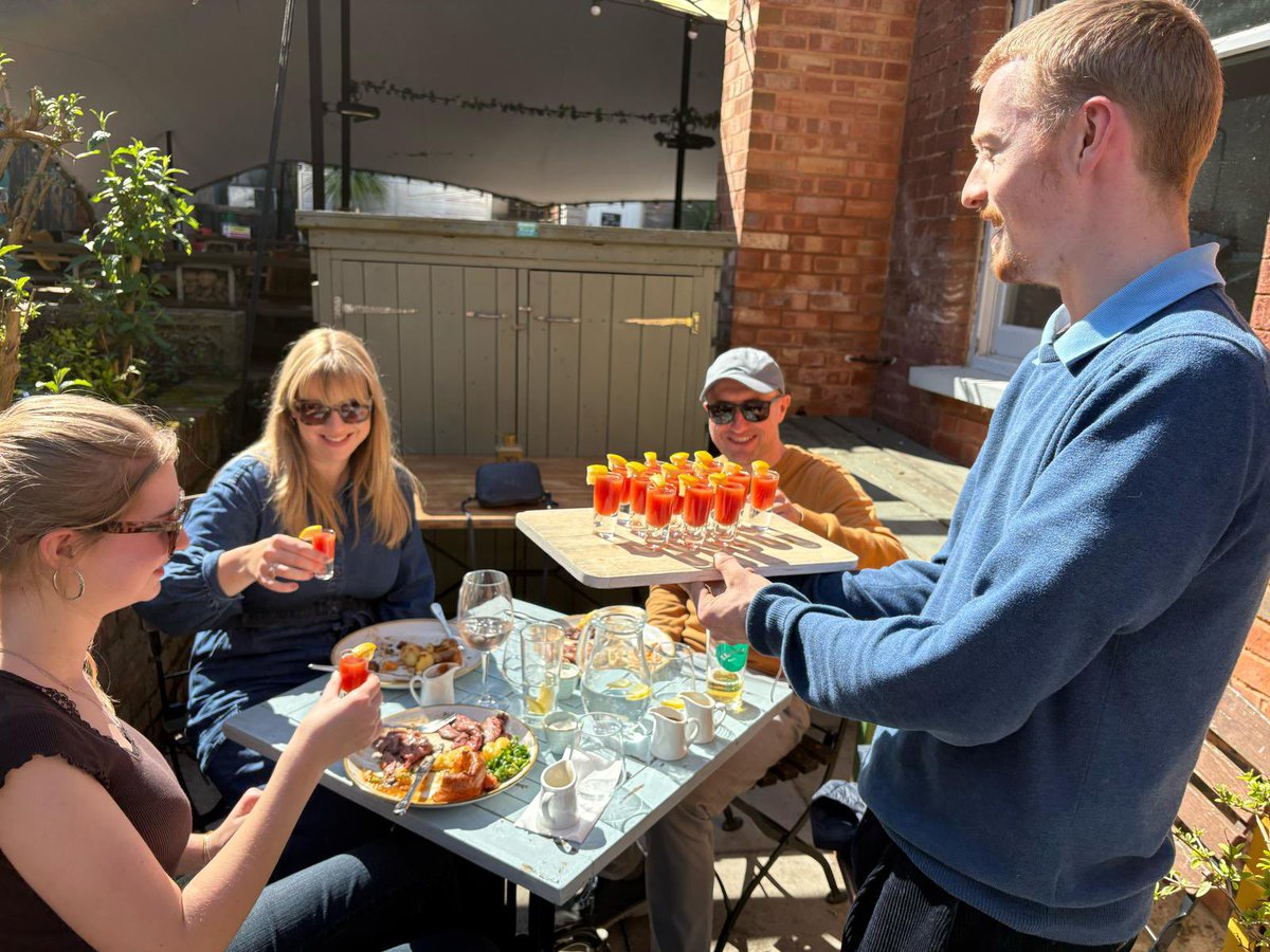 Recipe for a great Sunday… 

Exeters best roast dinner with extra gravy and Yorkies 
Sunshine and a beautiful garden (good tunes a given)
Cool cider, wine or your favourite &amp; 
Bloody Mary served by Calan 

… perfection!