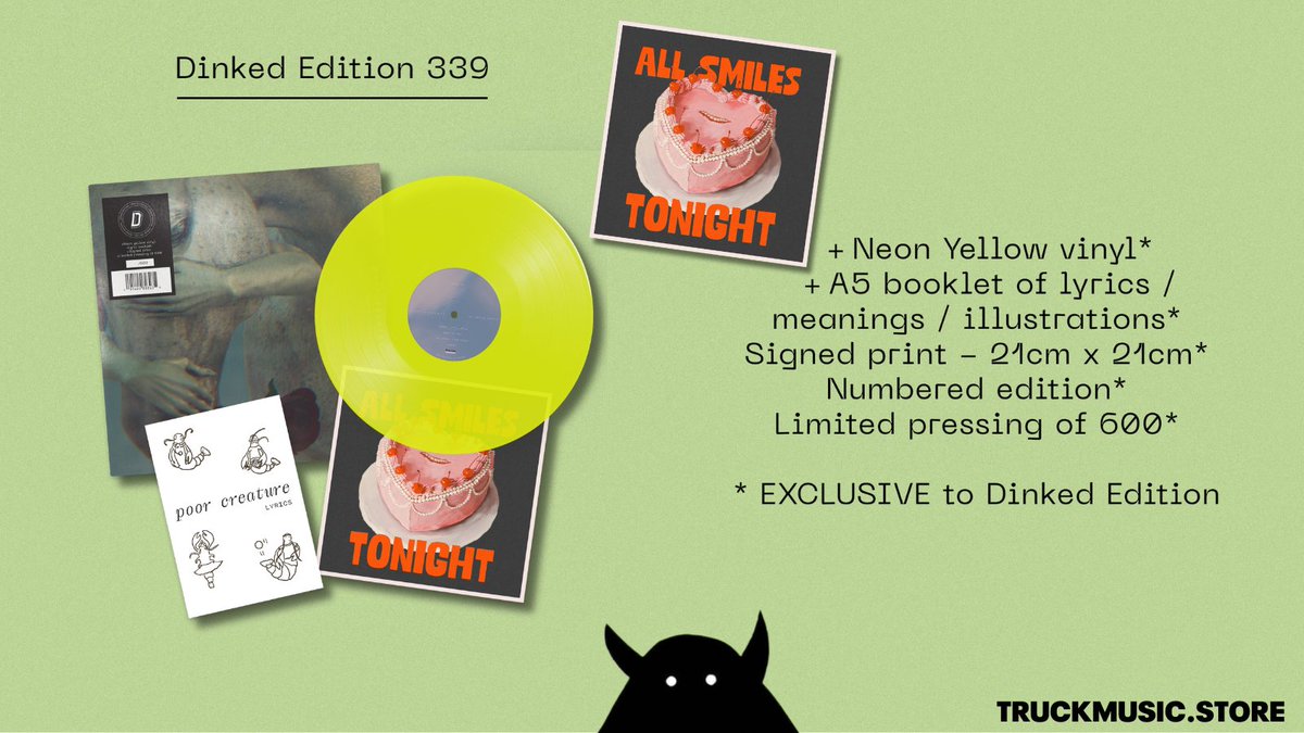 🐴DINKED EDITION 339🐴

Poor Creature - All Smiles Tonight

Limited pre-orders available now:
truckmusic.store/products/poor-…