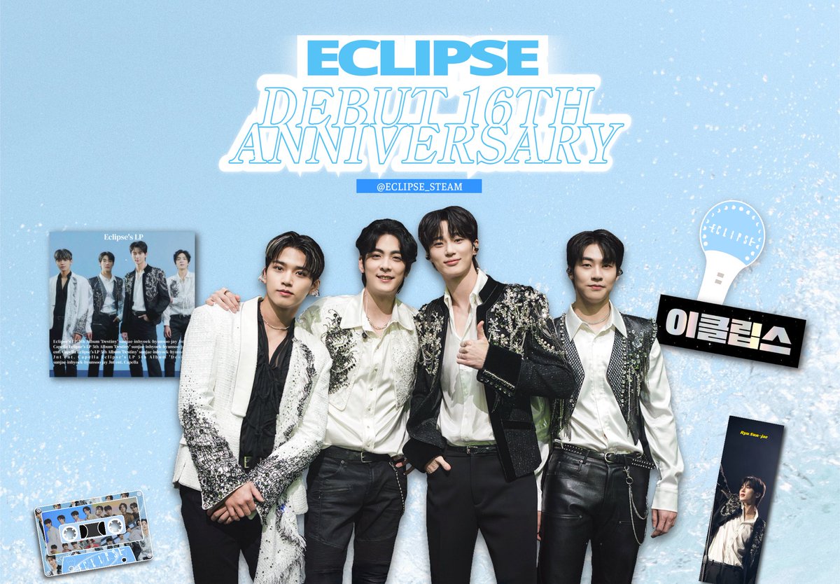 𝑬𝒄𝒍𝒊𝒑𝒔𝒆 𝑫𝒆𝒃𝒖𝒕 16𝒕𝒉 𝑨𝒏𝒏𝒊𝒗𝒆𝒓𝒔𝒂𝒓𝒚🩵

이클립스 데뷔 16주년 기념 카페 [ 예고장 ]
722 𝙲𝚘𝚖𝚒𝚗𝚐 𝚂𝚘𝚘𝚗..

⟡ 2025.07.19 - 2025.07.20
⟡ In Daegu

* 5월부터 차차 데뷔 기념 카페 공지 올릴 예정입니다
#이클립스 #eclipse 
#카펠라 #Capella #LovelyRunner