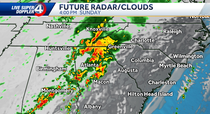 A strong cold front is moving our way bringing several rounds of showers and storms. 

Low-end chance that we could get some feisty storms late day along with damaging wind gusts. This activity continues through Monday with 1-2" of rain possible! Remain weather aware!⛈️