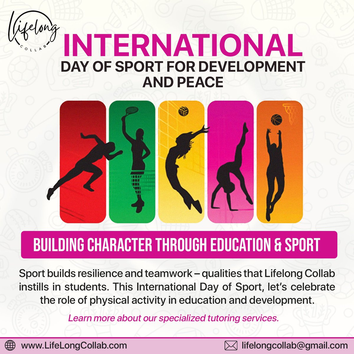 LifelongCollab's tweet photo. Celebrating International Day of Sport for Development and Peace! At LifeLong Collab, we champion the role of sports in building character &amp; skills in education. Discover how our programs blend physical activity with academic growth. #SportForDevelopment #LifeLongCollab #Teamwork https://t.co/mHZFeGTtS0