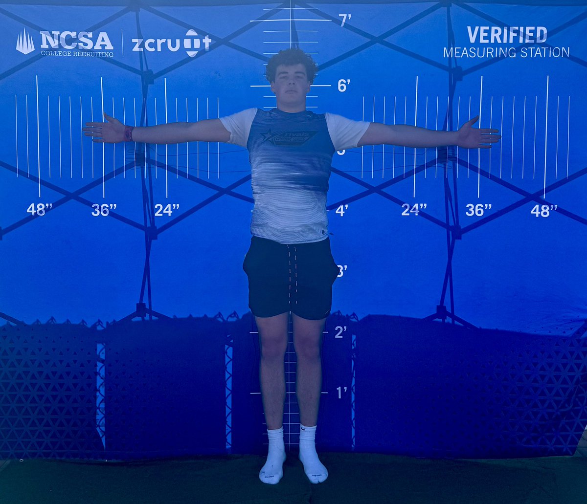 Verified measurements from Rivals. 6’5 2/5, 233 pounds, 80” wingspan.