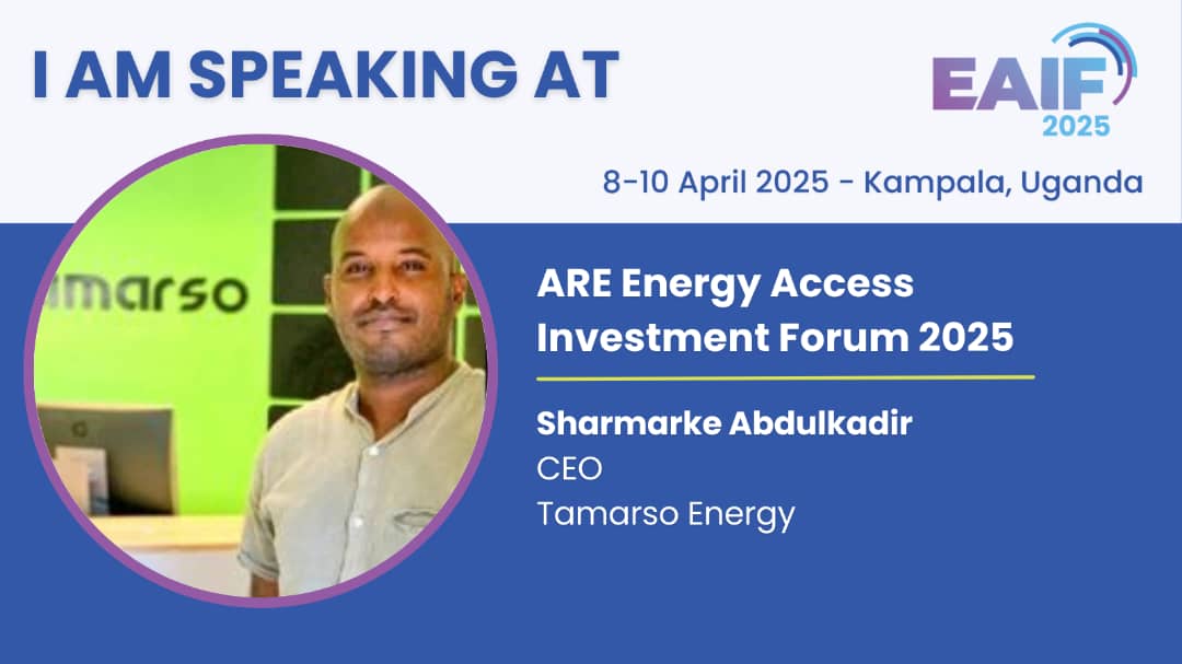 Our CEO-Sharmarke Abdulkadir will be speaking at the #EAIF2025 in Kampala, Uganda on 8-10 April 2025 #EAIF2025 #EnergyAccess #InvestmentForImpact #AfricaRenewables #Sust#ainableDevelopment