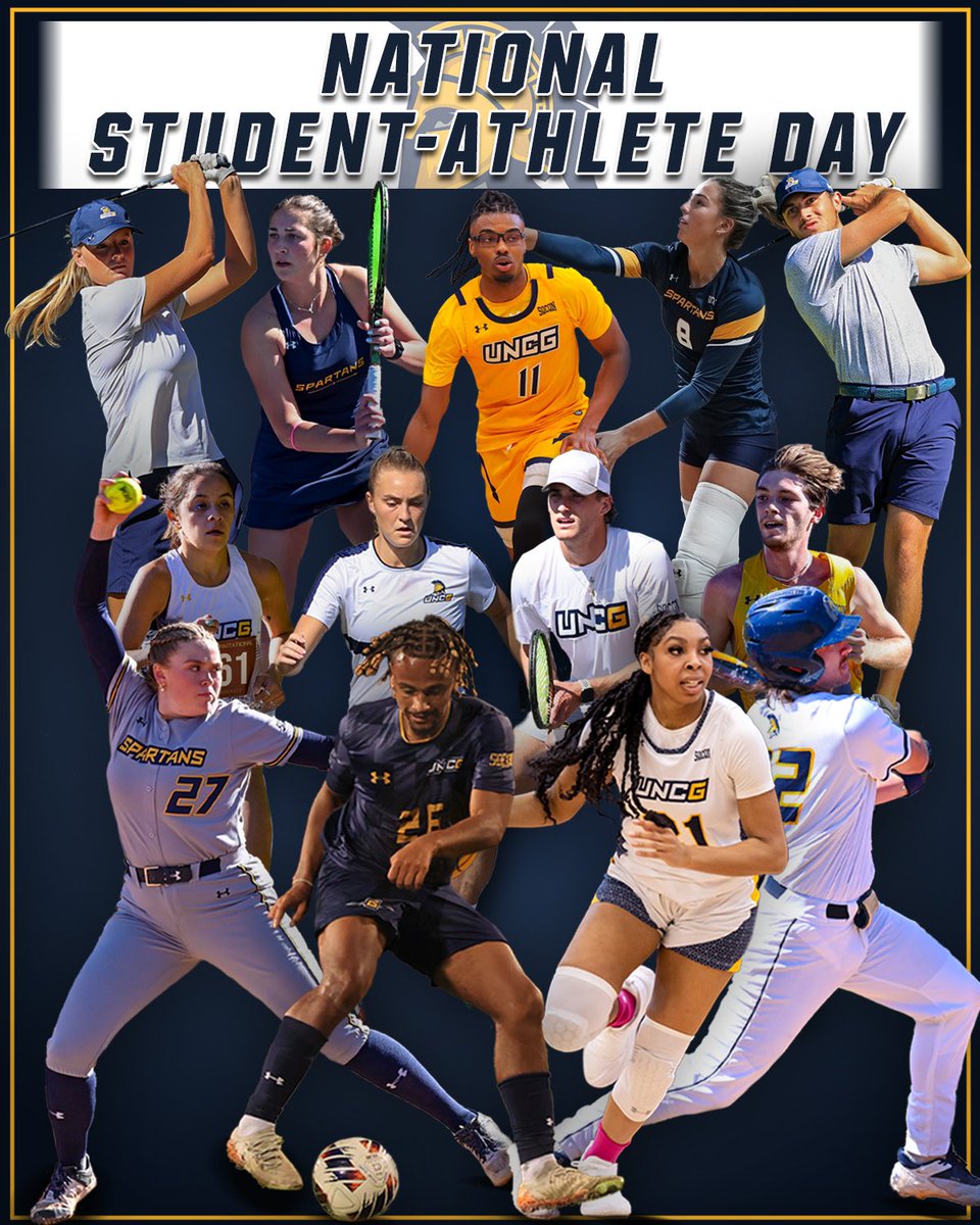 UNCG Athletics (@uncgspartans) on Twitter photo Happy National Student-Athlete Day, Spartans! ๐คฉ
Today and everyday we celebrate the dedication, perseverance and excellence of our student-athletes! From the classroom to competition โ you inspire us all! โณ๏ธ๐พ๐๐โฝ๏ธ๐ฅโพ๏ธ๐โโ๏ธ๐
#NationalStudentAthleteDay #ncaa #letsgoG Happy National Student-Athlete Day, Spartans! ๐คฉ
Today and everyday we celebrate the dedication, perseverance and excellence of our student-athletes! From the classroom to competition โ you inspire us all! โณ๏ธ๐พ๐๐โฝ๏ธ๐ฅโพ๏ธ๐โโ๏ธ๐
#NationalStudentAthleteDay #ncaa #letsgoG