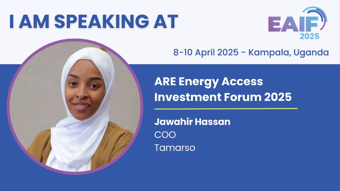 Our COO-Jawahir Hassan will be speaking at the #EAIF2025 in Kampala, Uganda on 8-10 April 2025 #EAIF2025 #EnergyAccess #InvestmentForImpact #AfricaRenewables #SustainableDevelopment #CleanEnergy