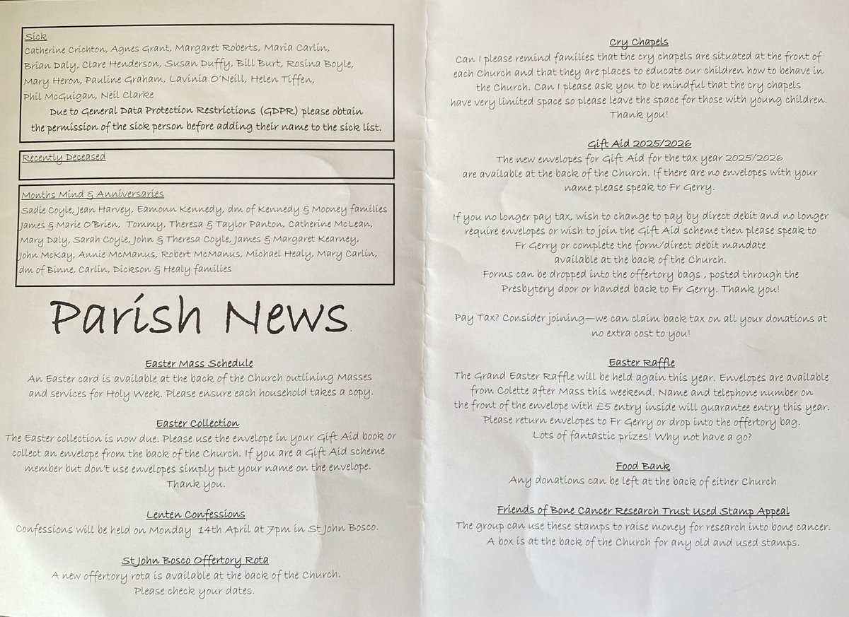 This week’s bulletin
