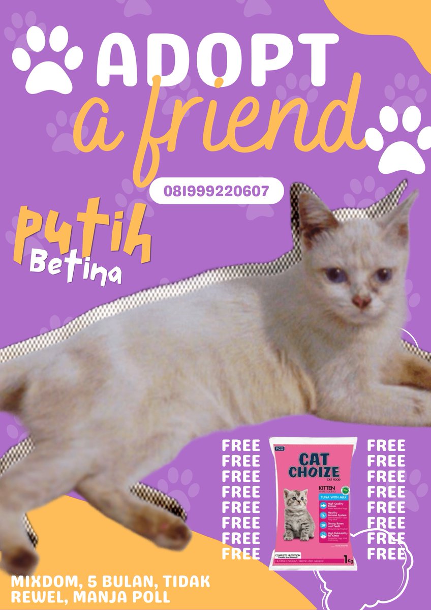 icha42808171's tweet photo. ADOPSI KUCING GRATIS (+free makanan kucing)
Umur : 5-10 bulan
bisa kirim kalo dekettt
Alamat : Surabaya #adopsikucinggratis #adopsikucingsurabaya https://t.co/y95HTy09gh