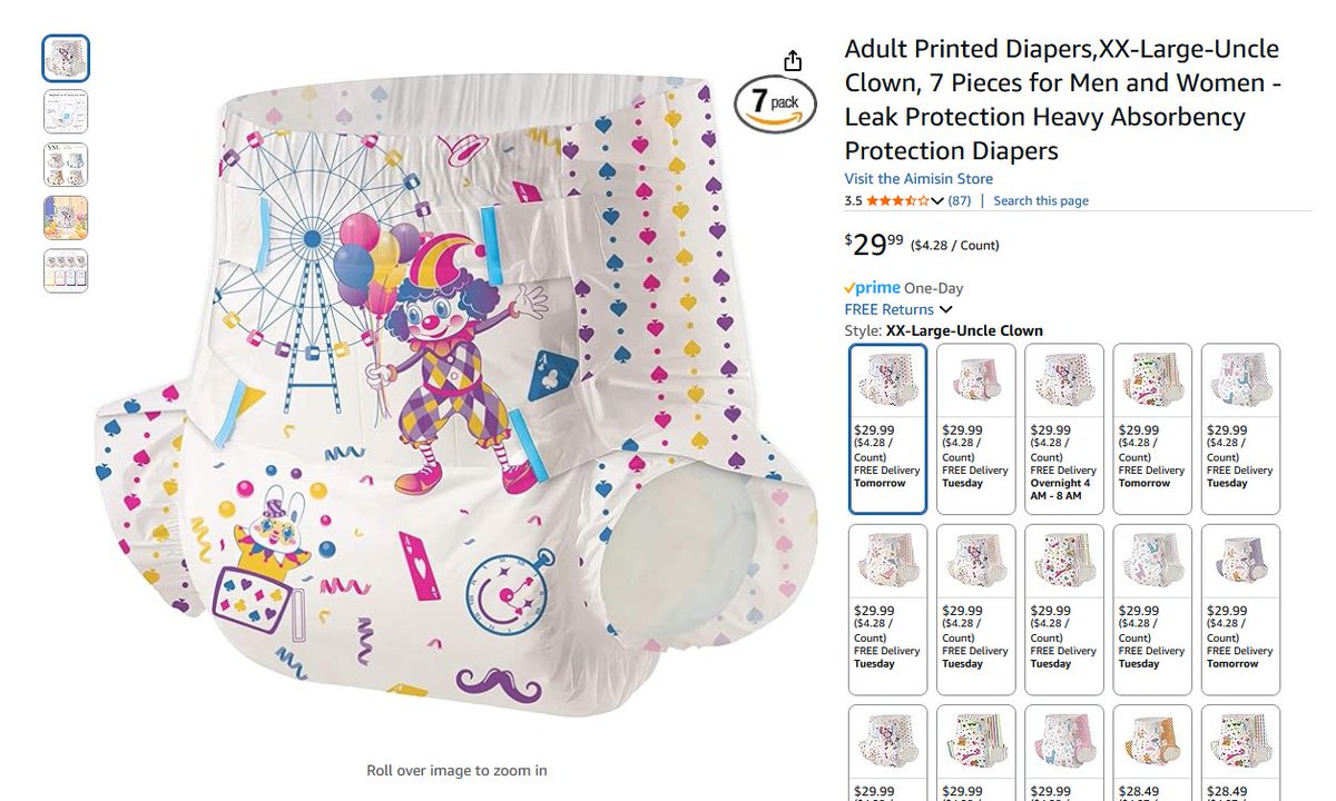 What's wrong baby? You've barely pissed in your Adult Printed Diapers,XX-Large-Uncle Clown, 7 Pieces for Men and  Women - Leak Protection Heavy Absorbency Protection Diapers